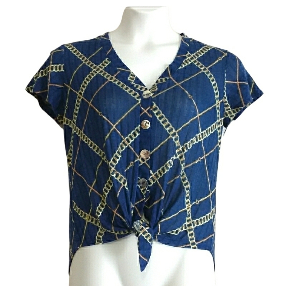 Ophelia Roe Women's Short Sleeve Button Front Top